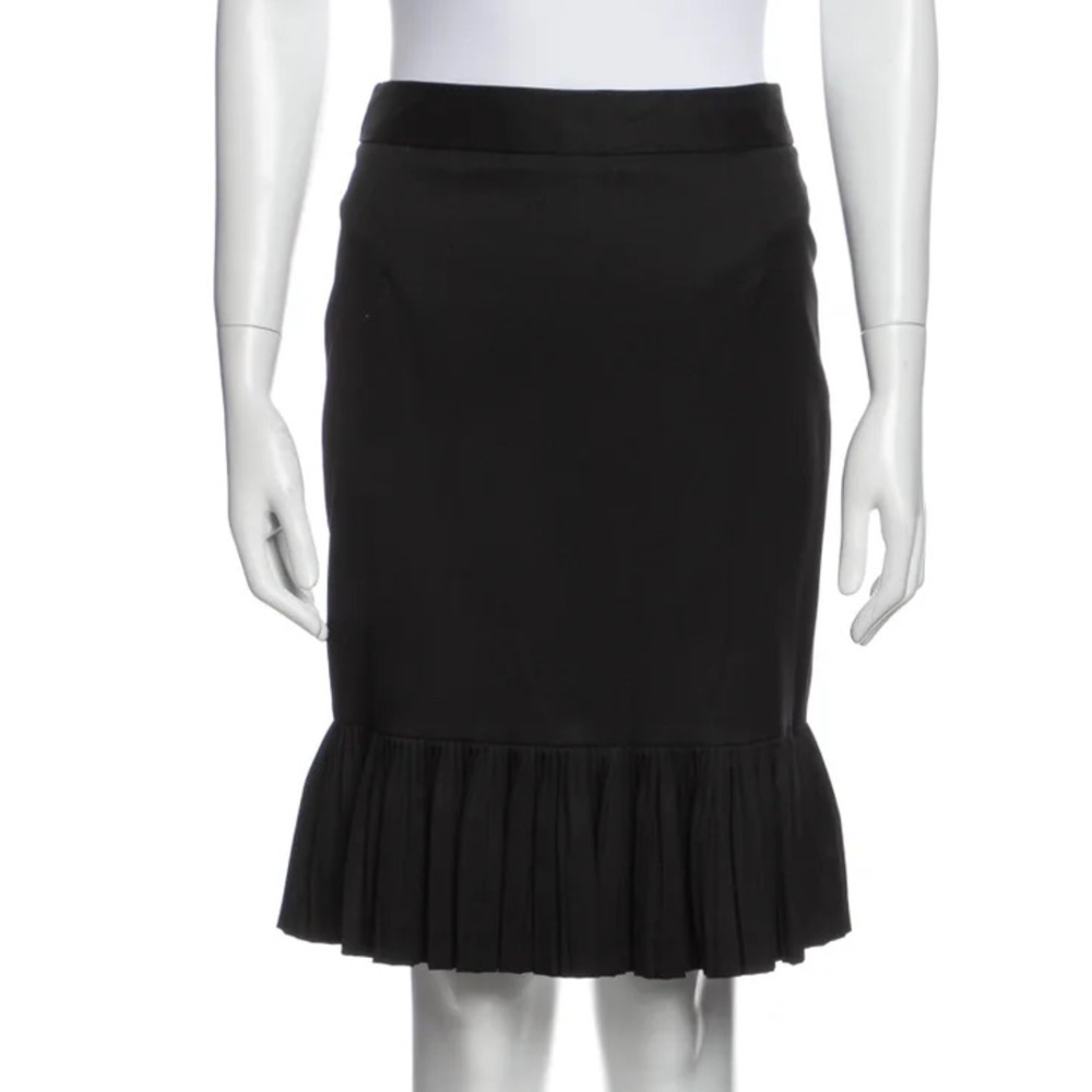 Joseph 100% Wool pleated hem skirt knee length high waist black